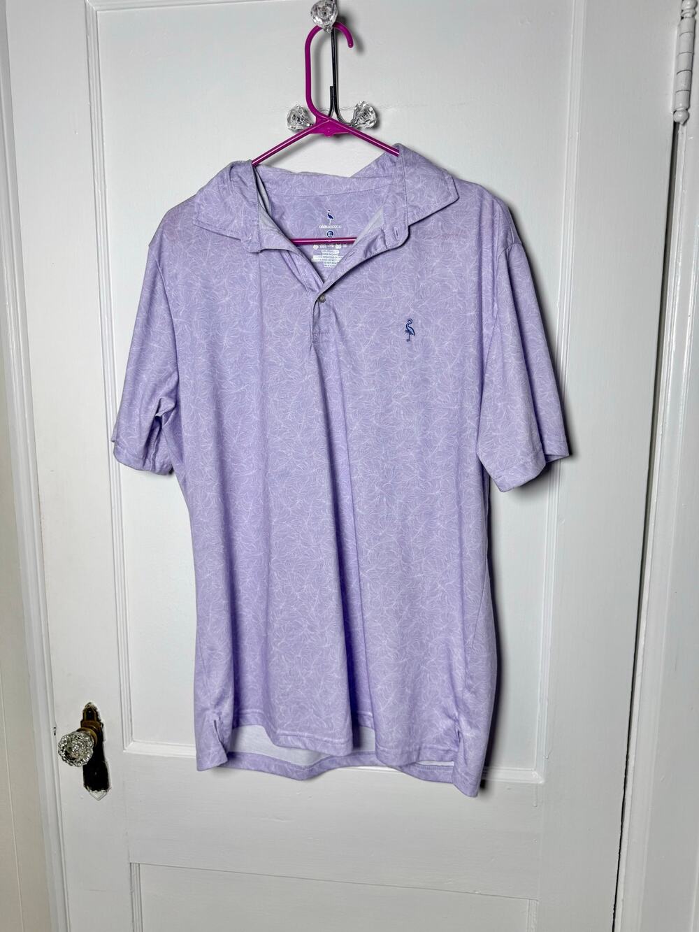 Tailorbyrd Light Purple White Floral Performance Pastel Polo Shirt Golf XL